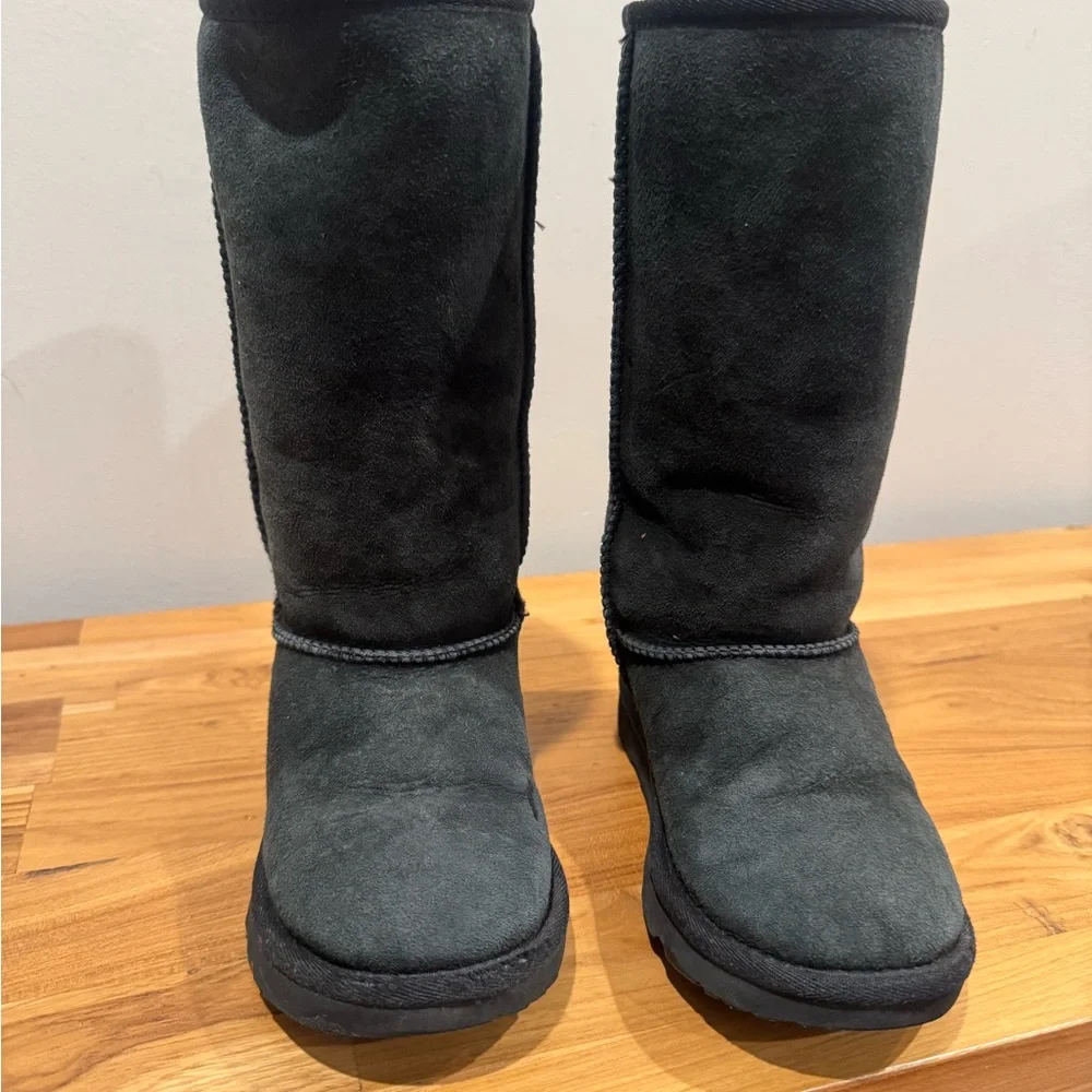 UGG Tall Black Suede Kids Boots